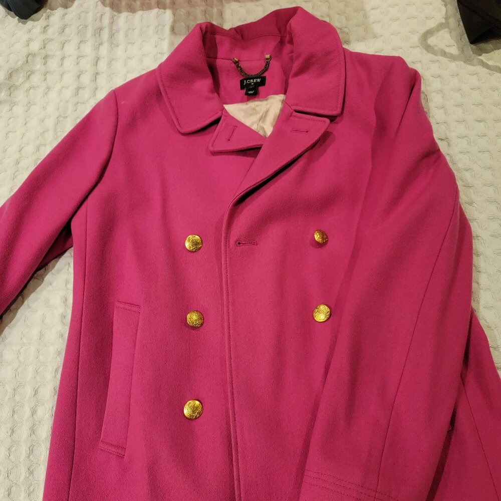 J. Crew Pink Wool Blend Pea Coat Sz 12